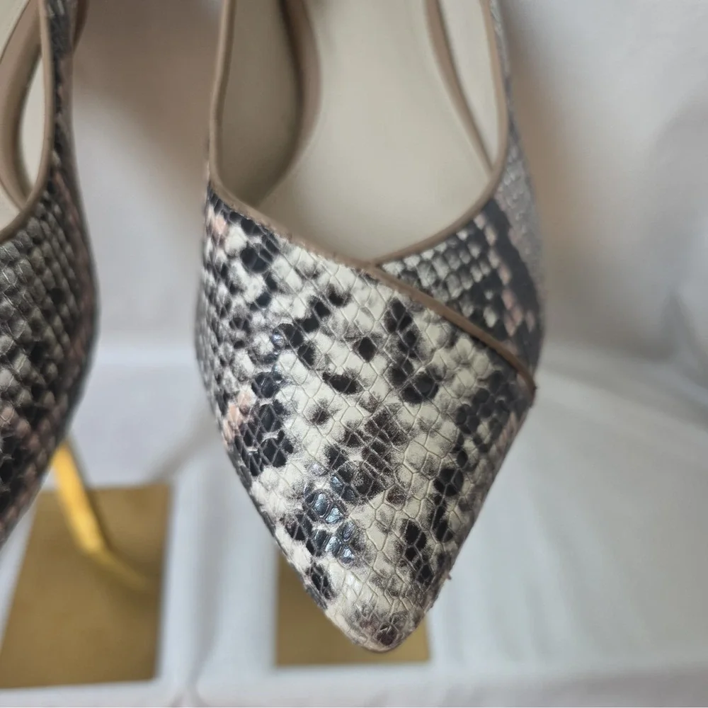 Cole Haan Snake Print Slingback Block Heel Pointed Toe Shoes Sz 9.5